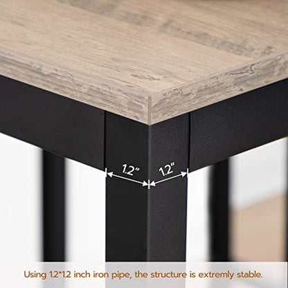 HOOBRO Bar Table and Chairs Set, 47.2” Rectangular Pub Table with 2 Stools for Small Space, 3-Piece Breakfast Set, Sturdy Metal Frame, Easy to Assemble, Greige BG52BT01 - color: Greige + Black