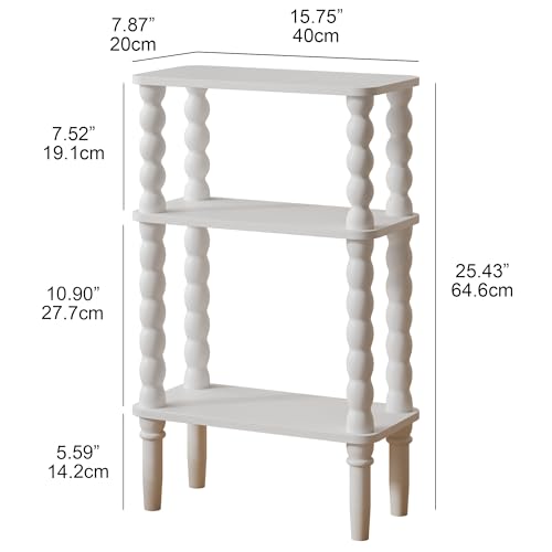 Veegle Side Table, Small End Table with Storage Shelf, 3-Tier Small Coffee Tables for Living Room Bedroom Narrow Spaces(White) - color: White-3 Tier Shelf