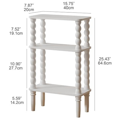 Veegle Side Table, Small End Table with Storage Shelf, 3-Tier Small Coffee Tables for Living Room Bedroom Narrow Spaces(White) - color: White-3 Tier Shelf