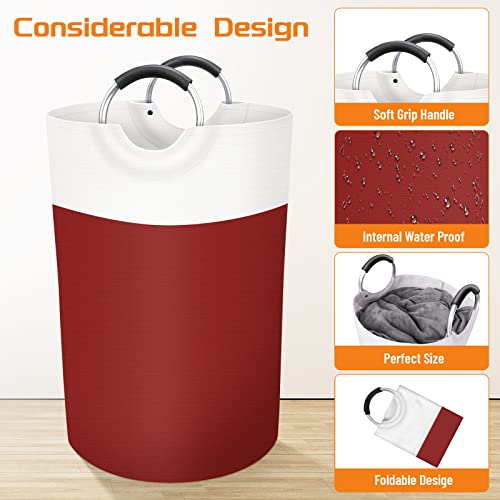 BlissTotes Laundry Basket, Laundry Hamper, Collapsible Laundry Baskets, Dirty Clothes Hamper, Waterproof Laundry Basket with Foam Protected Aluminum Handles for College Dorm, Family 75L (Red) | Collapsible Dirty Clothes Hamper, Foldable Laundry Bag for Do