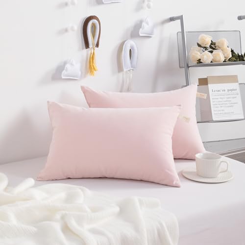 NTBAY Toddler Pillows, Down Alternative 13"x18" Pillows, Machine Washable - Soft and Breathable Travel Small Pillows for Sleeping, Ideal for Daycare, Crib, Cot, Pink | Soft Microfiber Toddler Pillows with Down-Alternative Fill, 2 Pack 13 x 18 Inch Pillows