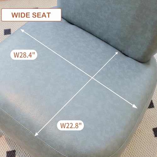 Chifee & Vingol Modern Accent Chair Armless Lounge Chairs with Wood Leg & Pillow Comfy Upholstered Reading Chair for Living Room Bedroom,PU Blue - color: Pu Blue