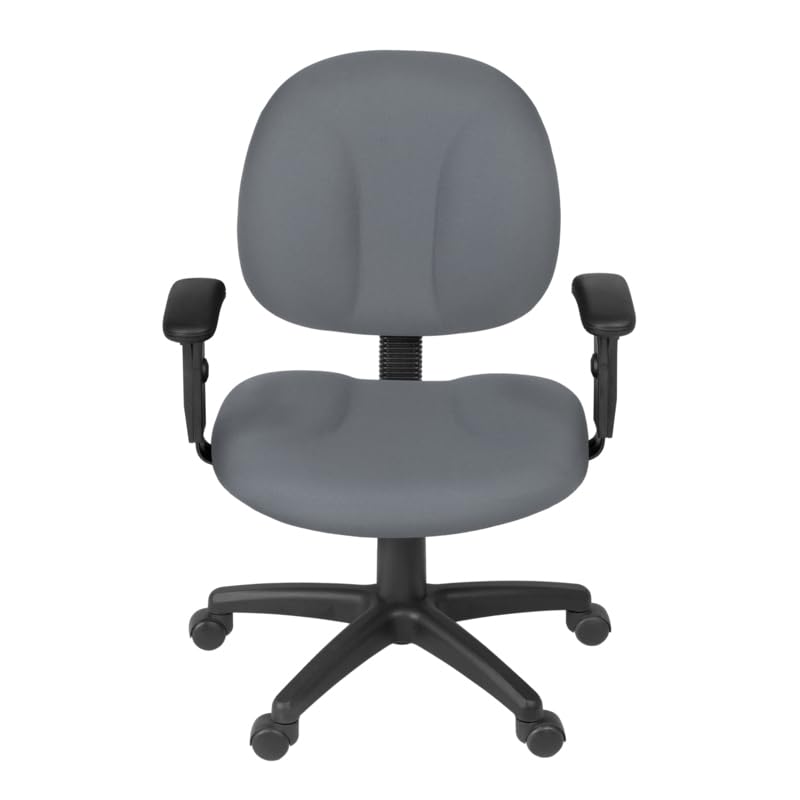Romig Comfort Series Swivel Fabric Computer Task Chair with Adjustable Arms - Grey