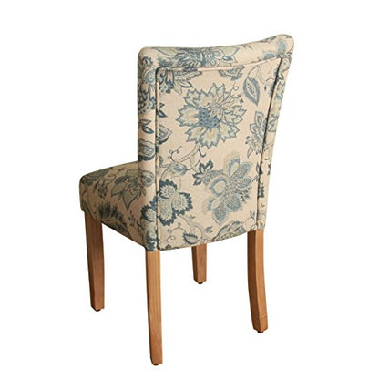 HomePop Parsons Classic Upholstered Accent Dining Chair, Set of 2, Blue Jacobean - color: Blue Jacobean, style: Pack of 2