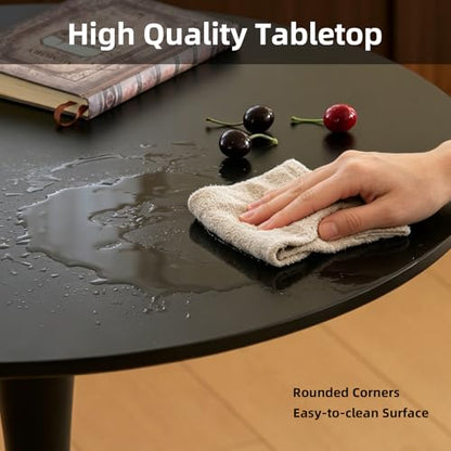 Round Dining Table, 27.6" Circle Tulip Table with Thickened Tabletop & Metal Pedestal, Mid Century Modern Bistro Table for Kitchen, Small Places, Living Room, Cafe (Black) - color: Black, size: 27.6"