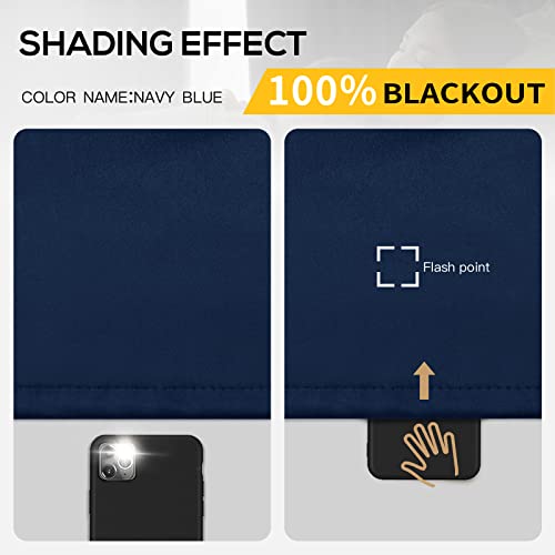 Yakamok Navy Blue Blackout Curtains 63 inches Long for Living Room 38" Wide | Thermal Insulated Window Treatment Total Blocking Panels with Black Liner for Living Room/Dining Room Grommet Top 2 Panels - color: Navy Blue, size: 38"W x 63"L (Pack of 2)