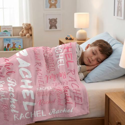 Personalized Blanket with Name, Custom Name Blanket Gifts for Kids Adults Boys Girls Teen, Soft Customized Fleece Flannel Throw for Bedroom Living Room, Birthday Christmas - color: Light Pink