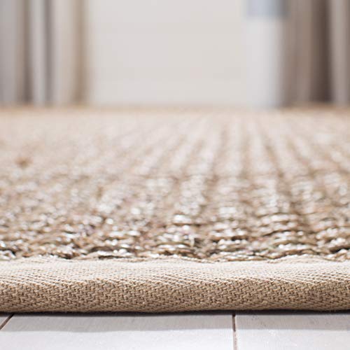 SAFAVIEH Area Rug 3' Round - Natural Fiber Collection - Natural & Beige, Seagrass, Basketweave Pattern with Border (NF114A) - color: Natural/Beige, size: 3' (Round)