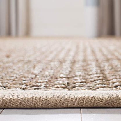 SAFAVIEH Area Rug 3' Round - Natural Fiber Collection - Natural & Beige, Seagrass, Basketweave Pattern with Border (NF114A) - color: Natural/Beige, size: 3' (Round)