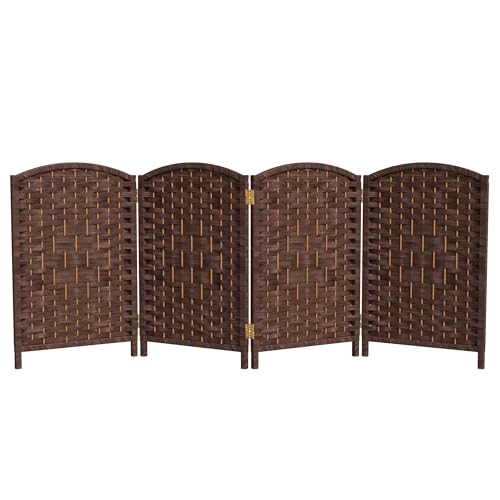Red Lantern 2 ft. Short Diamond Weave Fiber Folding Screen - Dark Mocha - 4 Panel - color: Dark Mocha, size: 4 Panel