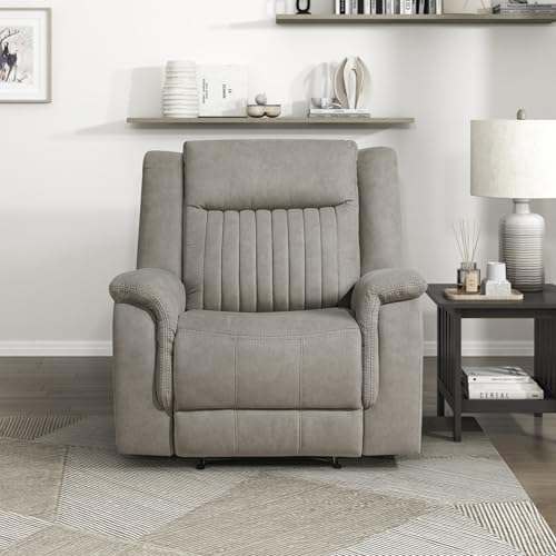 Lexicon Polished Microfiber Wall Hugger Manual Reclining Chair, Dove | 39.5"W Manual Recliner, Home Theater Seating for Living Room/Office/Apartment - color: Dove, size: Recliner