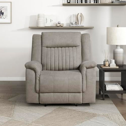 Lexicon Polished Microfiber Wall Hugger Manual Reclining Chair, Dove | 39.5"W Manual Recliner, Home Theater Seating for Living Room/Office/Apartment - color: Dove, size: Recliner
