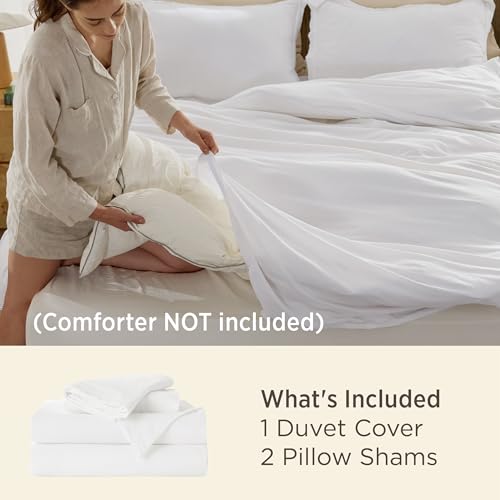 Bedsure White Super King Duvet Cover - 3 Pieces Prewashed Cotton-Like Extra Soft Bedding Set, Includes 1 Duvet Cover 108x98 Inches with Zipper Closure & 2 Pillow Shams, Comforter Not Included - color: 00 - White (No Comforter), size: Super King (108" X 98