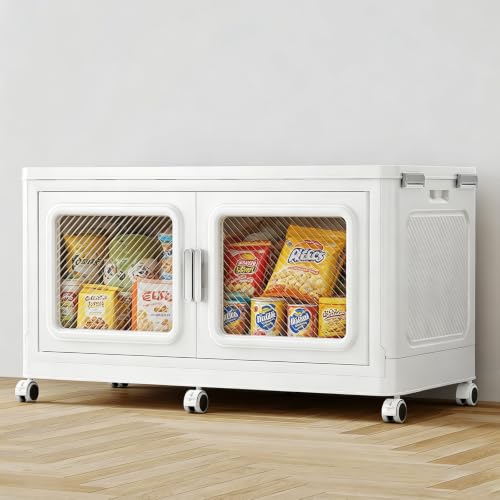 BROVIEW 220 Qt Extra Large Stackable Storage Bin with Lid, 1 Pack White | 55Gal Extra Large, Collapsible Storage Boxes with 1 Lid, Folding & Rolling Plastic Drawer, Heavy-Duty Cabinet Organization - color: White, size: 220QT-1pack