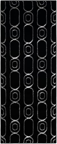 Rugs.com - Vogue Geo Rug – 5 Ft Runner Black and Silver Easy-Clean Stain-Resistant Rug – Modern Geometric Runner for Hallways, Entryways, and Kitchens - color: Black and Silver, size: 2' x 5'1" (Runner)