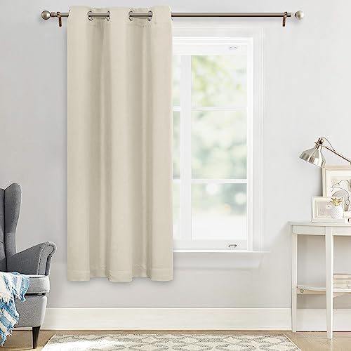 MYSKY HOME Beige Bedroom Blackout Curtains, 42 x 63 Inch, Dark Grommet Living Room Curtains - color: Beige, size: 42"W x 63"L (Pack of 1)