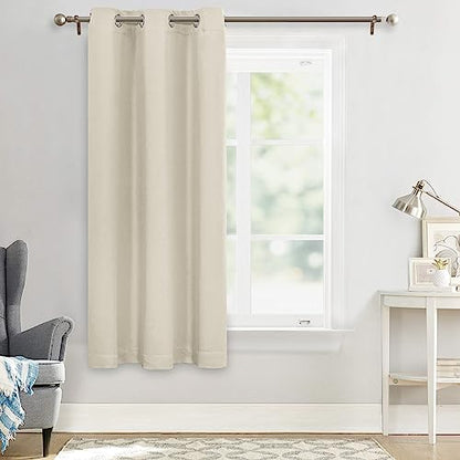 MYSKY HOME Beige Bedroom Blackout Curtains, 42 x 63 Inch, Dark Grommet Living Room Curtains - color: Beige, size: 42"W x 63"L (Pack of 1)