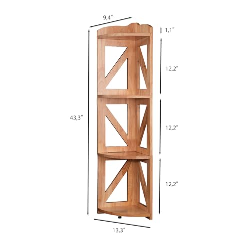 Corner Shelf Stand, Corner Bookshelf, Small Corner Shelves by Natural Wood, Plant Stand, Corner Bookcase for Living Room, Home Office, Bedroom, (Natural, 4 Tier) - color: Natural, size: 4 Tier