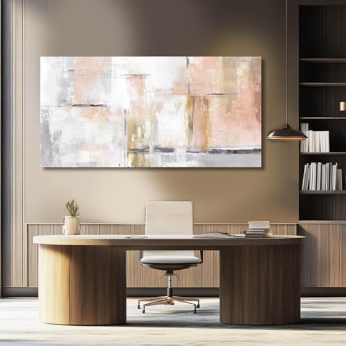 골드 추상 벽 아트 장식 미니멀리스트 유화 61cm x 121.9cm(24 x 48인치) 캔버스 벽 아트 거실용 모던 프레임 사진 벽 홈 오피스 여성용 바로 걸 수 있음 - color: 핑크, size: 48"L x 24"W