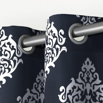 EXCLUSIVE HOME Medallion Room Darkening Blackout Grommet Top Curtain Panel Pair, 52"x84", Silver - color: Silver, size: 52"W x 84"L (Pack of 2)