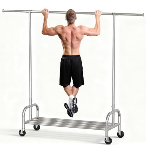 Heavy Duty Rolling Garment Rack with Wheels, 550LBS Clothing Rack | Sturdy Metal Frame, Spacious Hanging Storage, Clothing Organizer for Bedroom, Closet, Laundry Room & Home Organization