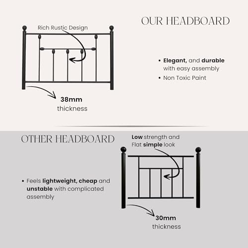 Victorian Twin Size Metal Bed Frame Height Adjustable Headboard Only, Wrought Iron Black Farmhouse Bed Frame Headboard, Easy Assembly, Short Clearance, Tall or Low Setting - size: Twin, style: Victorian