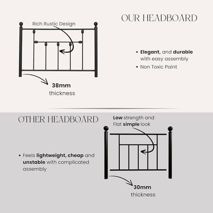 Victorian Twin Size Metal Bed Frame Height Adjustable Headboard Only, Wrought Iron Black Farmhouse Bed Frame Headboard, Easy Assembly, Short Clearance, Tall or Low Setting - size: Twin, style: Victorian