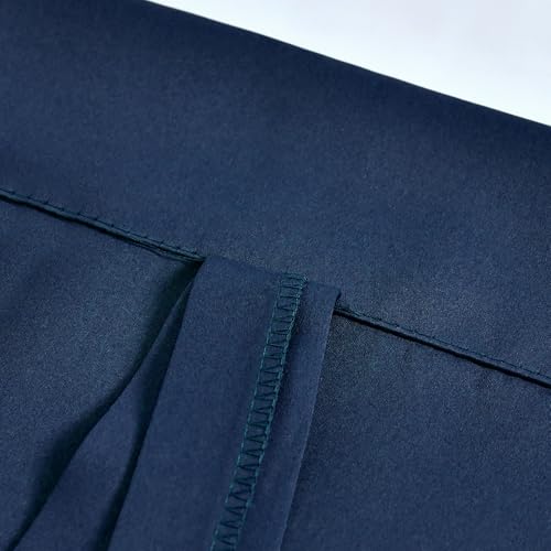 Kitchen Window Curtains - Farmhouse Rod Pocket Adjustable Tie Up Shade Window Treatment Roman Curtain for Cafe -34" Width x 54" Length,Navy,1 Panel - color: Navy Blue, size: 34"W x 54"H
