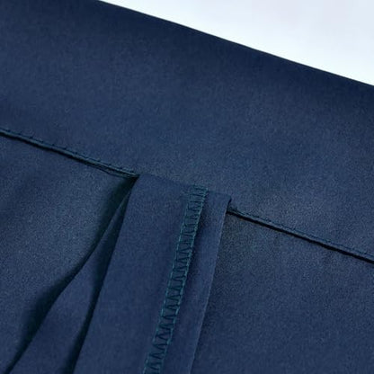 Kitchen Window Curtains - Farmhouse Rod Pocket Adjustable Tie Up Shade Window Treatment Roman Curtain for Cafe -34" Width x 54" Length,Navy,1 Panel - color: Navy Blue, size: 34"W x 54"H