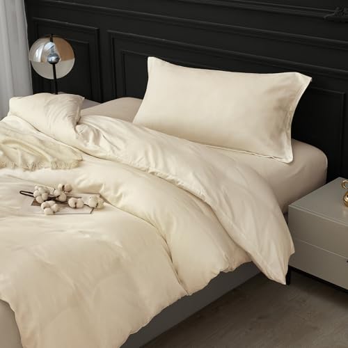 SAPHREAS 100% Washed Cotton Duvet Cover Twin Size Set, Linen Like Comforter Cover with Zipper Closure & Corner Ties (No Comforter), 68x90 Cream - color: Cream (Washed Cotton), size: Twin (68"x90")