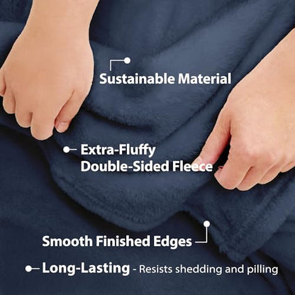 DEZ FURNISHINGS Ultra Soft Plush Fleece Throw Blanket, Double Sided Cozy Thick Warm Blanket for Sofa & Bed, Throw XL (60" x 70"), Navy Blue - color: Navy Blue, size: Throw XL (60" x 70")