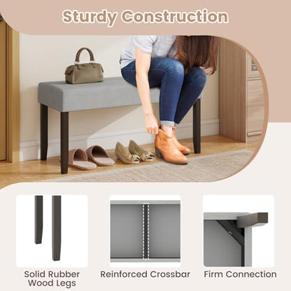 Giantex 40.5" Upholstered Entryway Bench with Padded Seat & Solid Rubber Wood Legs, Load 400Lbs, Indoor Velvet Dining Bench for Living Room, Kitchen, End of Bed, Hallway