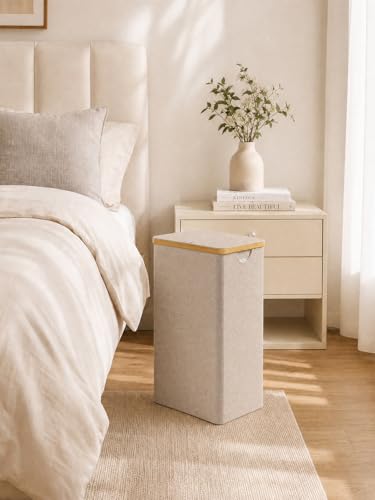 IEGrow Laundry Hamper with Lid,110L Laundry Basket with Mesh Bags,Oatmeal | Dirty Clothes Hamper Basket with Bamboo Handle for Clothes Towels - color: Oatmeal, size: 110L