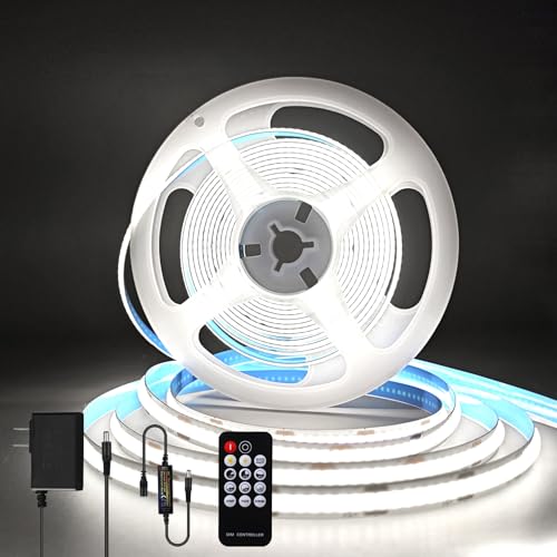 ZSLAIFU COB LED Strip Light 24V, 16.4ft White LED Light Strip with Remote, High Density Flexible White Tape Lights, CRI90+ LED Lighting for Backlighting for TV, Bedroom, Cabinet, Indoor Decor - color: White, size: 24V-16.4FT-Remote