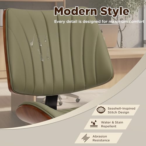 EROMMY Armless Office Desk Chair,Wooden Back Small Office Desk Chair No Arms Adjustable Height Modern Armless Chairs with Swivel Wheels for Small Spaces,Green - color: Green