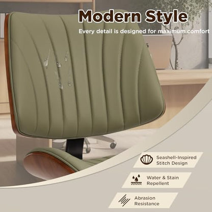 EROMMY Armless Office Desk Chair,Wooden Back Small Office Desk Chair No Arms Adjustable Height Modern Armless Chairs with Swivel Wheels for Small Spaces,Green - color: Green