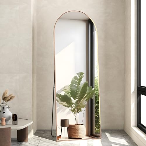 Full Length Mirror, 56"x16" Arch Floor Mirror with Stand, Gold Arched Full Body Standing or Leaning Mirror for Bedroom, Living Room - color: Gold, size: 56"L x 16"W