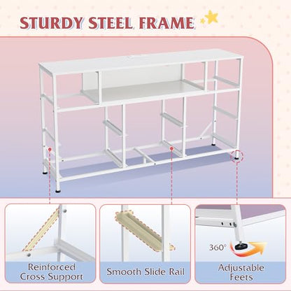 WLIVE LED Dresser TV Stand for 55 Inch TV, 8 Drawers, Purple | Fits TVs up to 55 inch, 8 fabric drawers, LED chest of drawers, Built-in power outlet, Living room or bedroom - color: Purple