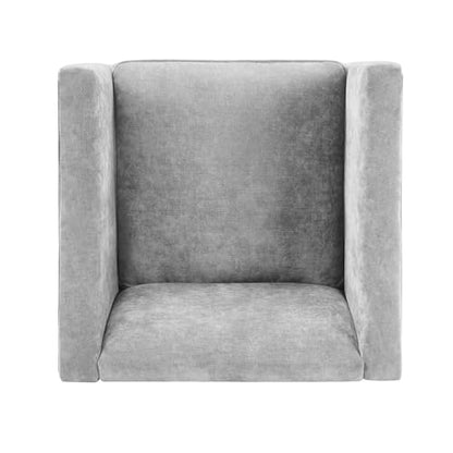 Penau Barrel Accent Chair, Chenille Upholstered Grey Seat | Soft Chenille Upholstery, Foam With Spring Pockets, Compact Living Room Seating, Bedroom Lounge Use