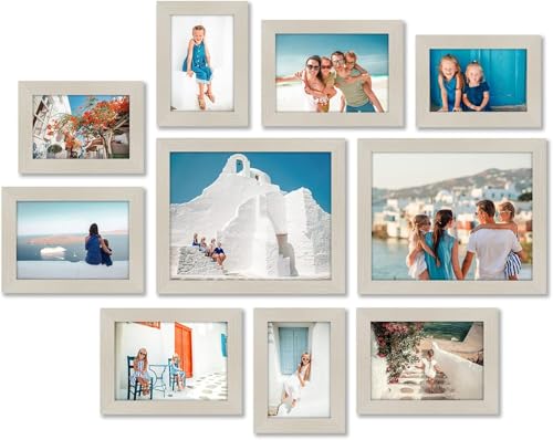 Americanflat Set of 10 Picture Frames with Shatter-Resistant Glass - Gallery Wall Frame Set with Two 8x10, Four 5x7 and Four 4x6 Frames - Signature Collection - Light Wood | Includes two 8x10, four 5x7 and four 4x6, shatter-resistant glass, hanging hardwa