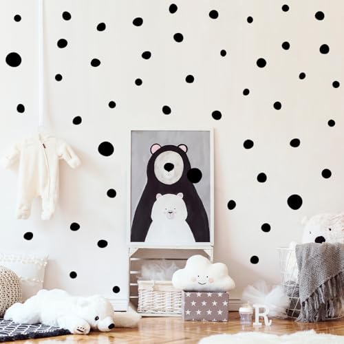 TaoBary 15 Sheet 300 Pcs Irregular Polka Dot Boho Wall Decals,Black | Removable Modern Vinyl Boho Wall Stickers Terrazzo Pattern for Playroom Bedroom - color: Black