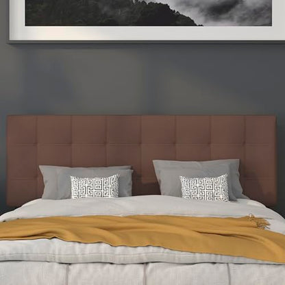 Quilted Tufted Queen Size Headboard in Dark Brown Fabric - color: Dark Brown, size: Queen