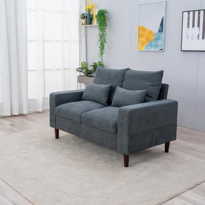 Panana Small Loveseat Sofa Upholstered Couch Modern Linen 2 Seater Love Seats for Living Room, Apartment, Small Space, Grey
