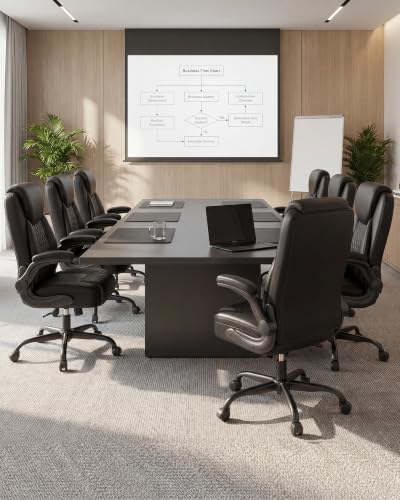 COMHOMA Mid-Back Office Chair, Ergonomic PU Desk Chair with Flip up Arms, Small Computer Gaming with Comfy Lumbar Support,Rocking Function,Sturdy Metal Base, Black - color: Black