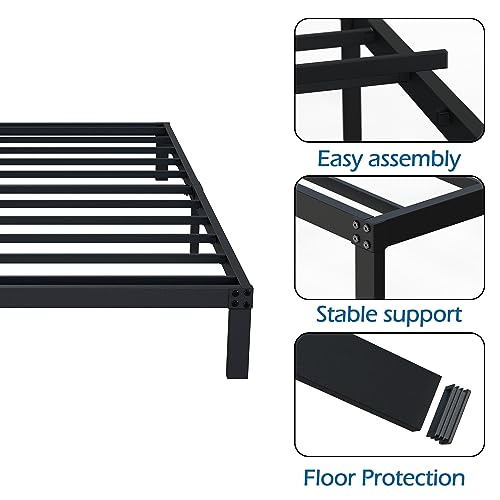 DiaOutro 9 Inch Low Profile Twin Bed Frame Heavy Duty Platform, Black | Steel Slats Platform No Box Spring Needed Mattress Foundation, Easy Assembly, Noise Free - size: Twin, style: 9 Inch