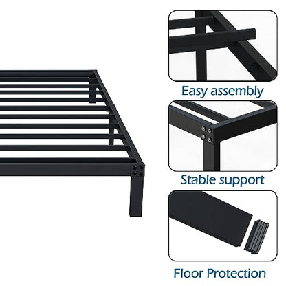 DiaOutro 9 Inch Low Profile Twin Bed Frame Heavy Duty Platform, Black | Steel Slats Platform No Box Spring Needed Mattress Foundation, Easy Assembly, Noise Free - size: Twin, style: 9 Inch