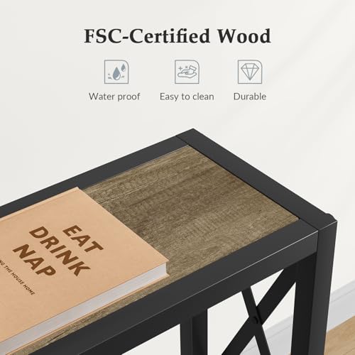 Gewudraw Narrow Console Table with Socket, Sofa Table Behind Couch | 41.8" Couch Table, Industrial Style, Long Skinny Design,For Hallway,Living Room,Bedroom, Built-In Outlets & USB,140cm Length - color: Light Grapefruit, size: 41.7 in