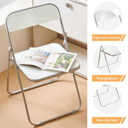 JPBSTO 6 Pack White Plastic Folding Chairs - Mid-Size Bundle Stackable for Backyard BBQ, Party, Home Gathering (300lb Capacity) - color: White, size: 6-Pack