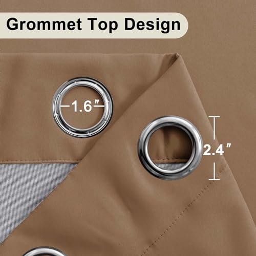 XWZO Full Shading Blackout Curtains 45 Inches Length - Heat and Light Blocking Ring Top Window Drapes with Black Liner Backing for Bedroom Sewn with Tiebacks, Cappuccino, W38 x L45, Set of 2 Panels - color: Cappuccino, size: 38"W x 45"L (Pack of 2)