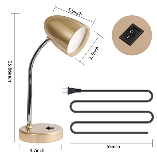 E ENERGETIC LIGHTING LED Desk Lamp, 3.5W 240LM 4000K Cool White Study Lamps for Bedroom and Office, Eye Protection, ETL Listed, Gold Table lamp - color: Desk Lamp-Gold